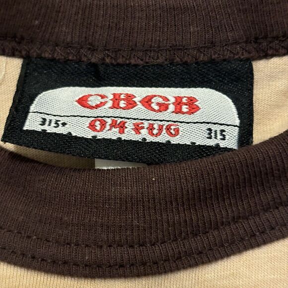 CBGB & OMFUG T-Shirt Mens S Vintage 90s Ringer Tee Gray Black Trim Made in USA - Picture 3 of 7